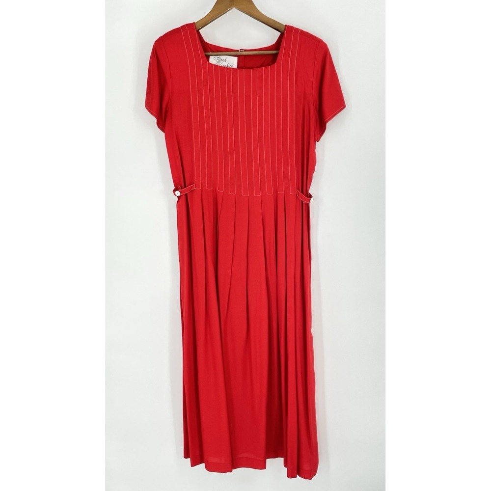 Vtg 80s Sarah Elizabeth Maxi Dress Size 12 Red Academia Goth‎ Lolita Schoolgirl